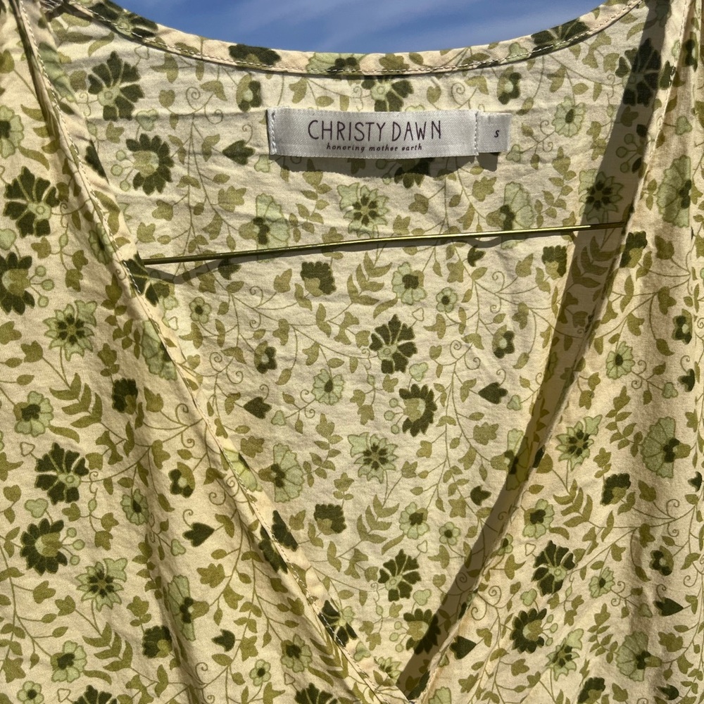 Christy Dawn yellow and green dress, size small. Natural, regenerative material.